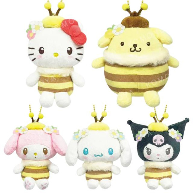Sanrio 三麗鷗 絨毛玩偶吊飾 (蜜蜂系列) Kitty 美樂蒂 布丁狗 大耳狗 Sanrio 三麗鷗 絨毛玩偶吊飾 (蜜蜂系列) Kitty 美樂蒂 布丁狗 大耳狗