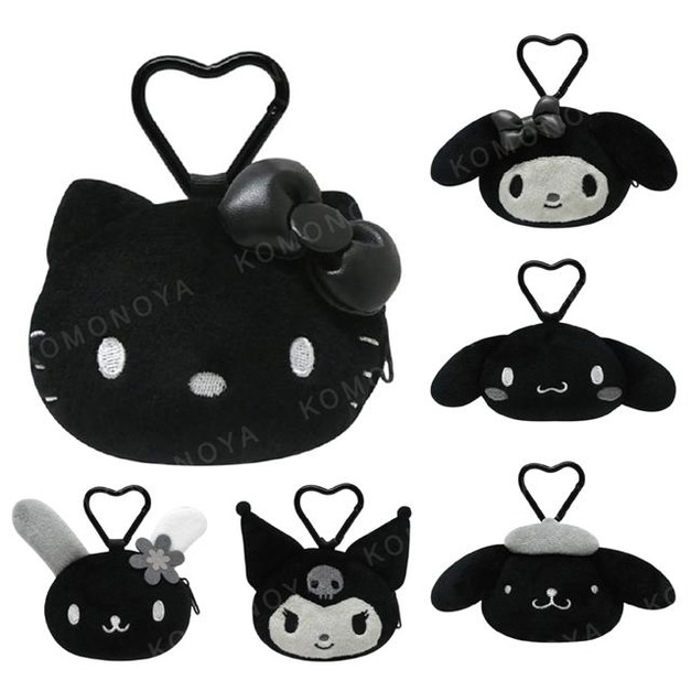 ▲新品特價 Sanrio 三麗鷗 絨毛造型零錢包吊飾 (時髦黑白風格系列) Kitty 美樂蒂 布丁狗 花小兔