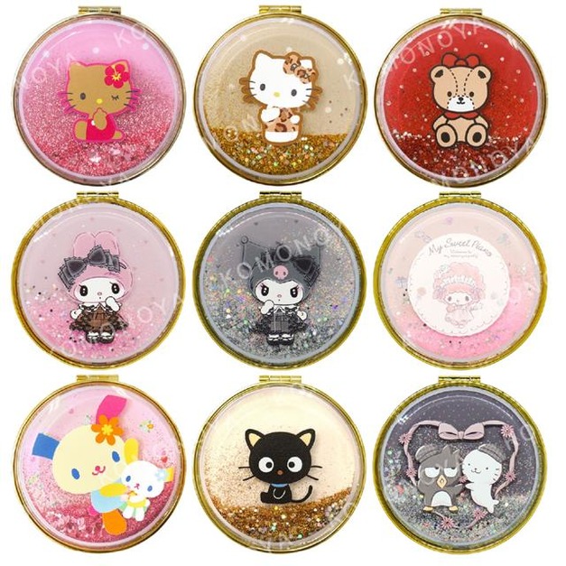 Sanrio 三麗鷗 圓形隨身鏡 (流沙款) Kitty 花小兔 美樂蒂 酷企鵝