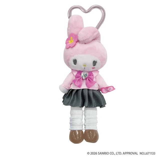 ▲免運特價【預購】Sanrio 美樂蒂 愛心扣環長腿玩偶吊飾 (白皮制服 NIC長腿系列)