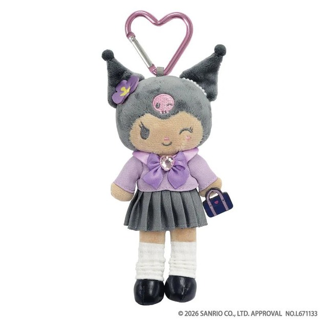 ▲免運特價【預購】Sanrio 酷洛米 愛心扣環長腿玩偶吊飾 (黑皮制服 NIC長腿系列)