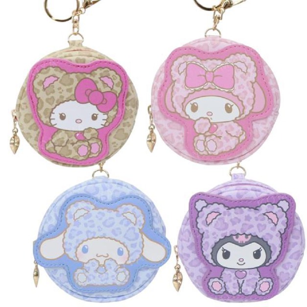 Sanrio 三麗鷗 皮質造型零錢包吊飾 (豹紋熊款) Kitty 大耳狗 酷洛米