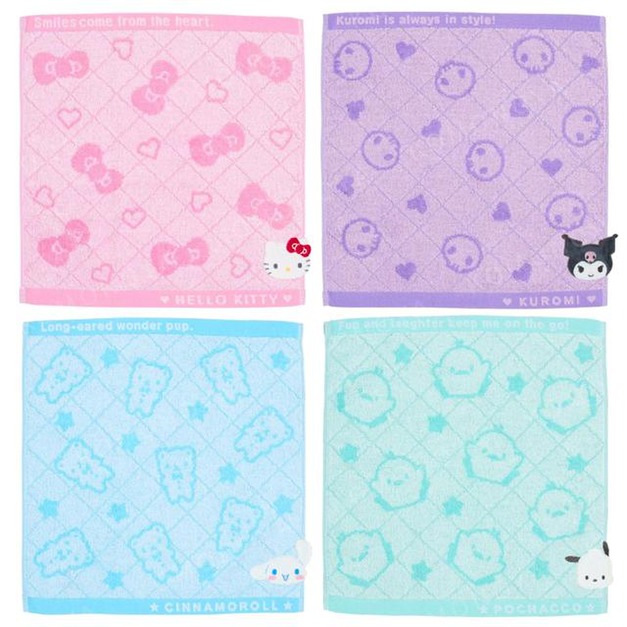Sanrio 三麗鷗 棉質短毛巾 34x36cm (滿版款) Kitty 美樂蒂 大耳狗 酷洛米