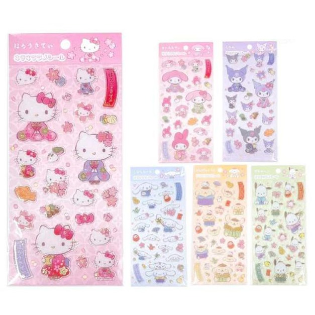 Sanrio 三麗鷗 造型貼紙組 (和服款) Kitty 美樂蒂 大耳狗 布丁狗 帕恰狗