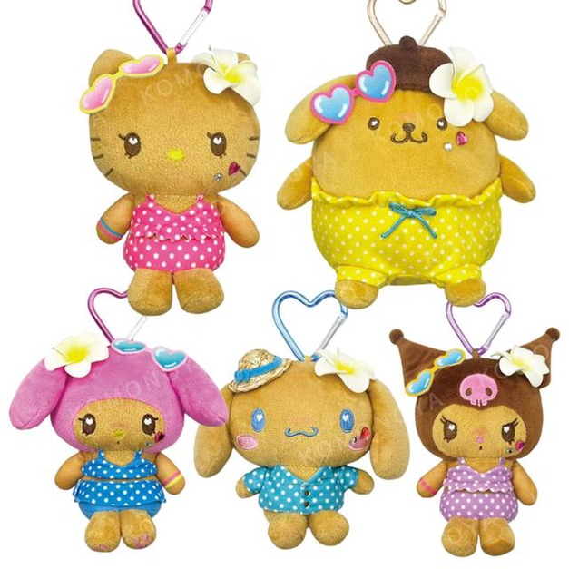 Sanrio 三麗鷗 絨毛玩偶零錢包吊飾 (曬黑泳衣款) Kitty 美樂蒂 布丁狗 大耳狗