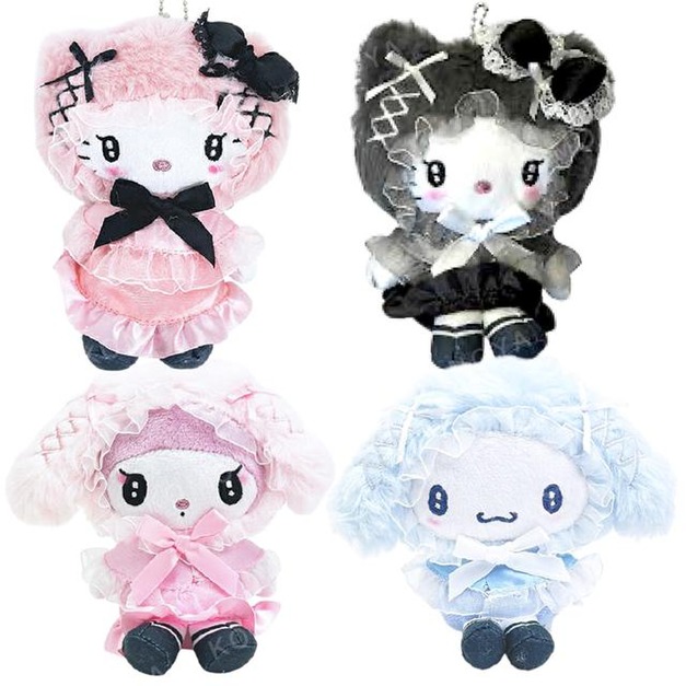 Sanrio 三麗鷗 絨毛玩偶零錢包吊飾 (暗夜天使) Kitty 美樂蒂 大耳狗