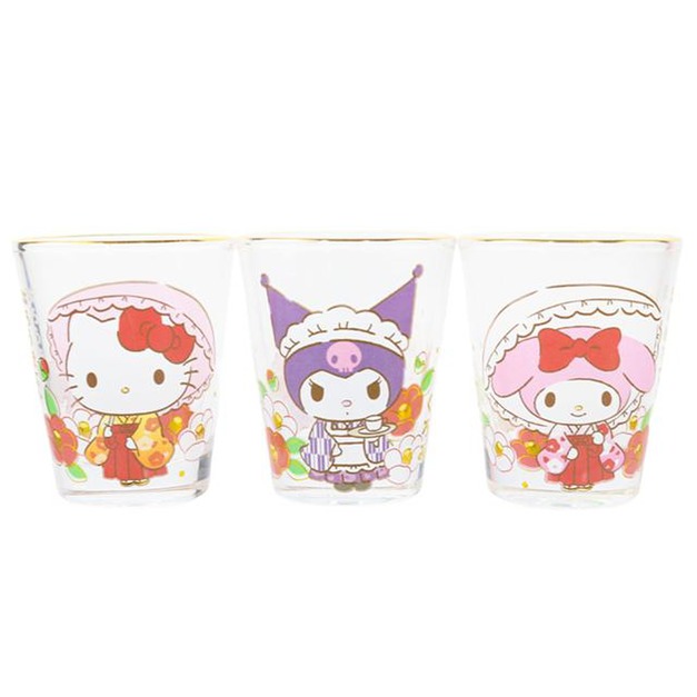 Sanrio 三麗鷗 和風玻璃清酒杯3入組 60ml (大正喫茶館)