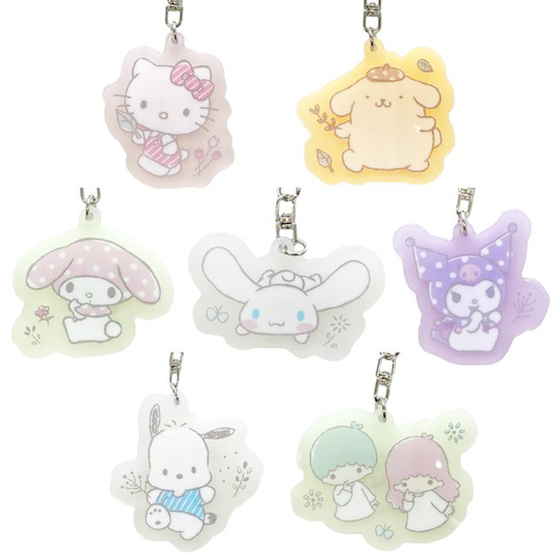 Sanrio 三麗鷗 造型螢光鑰匙圈 (花草款) Kitty 美樂蒂 酷洛米 大耳狗 布丁狗