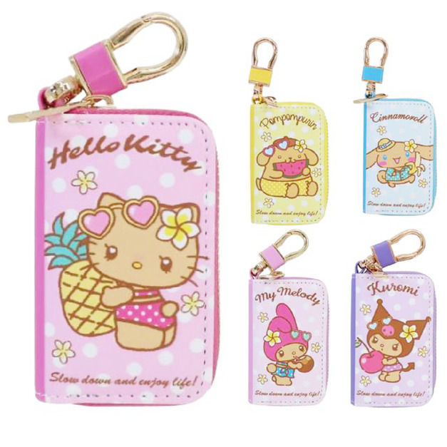 Sanrio 三麗鷗 皮質車用鑰匙包 (曬黑泳衣款) Kitty 美樂蒂 布丁狗