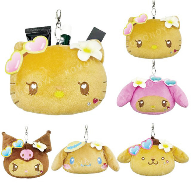 Sanrio 三麗鷗 絨毛造型伸縮票卡零錢包 (曬黑泳衣款) Kitty 美樂蒂 布丁狗 大耳狗