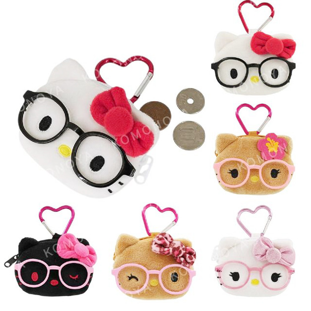 Sanrio 三麗鷗 Hello Kitty 絨毛造型零錢包吊飾 (眼鏡款)