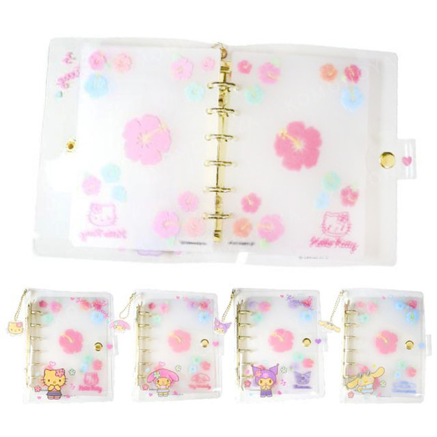 Sanrio 三麗鷗 PVC 6孔夾活頁貼紙簿 (曬黑扶桑花款) Kitty 美樂蒂 酷洛米 大耳狗