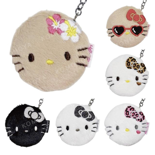 Sanrio 三麗鷗 Hello Kitty 絨毛圓形隨身鏡吊飾 (大臉款)