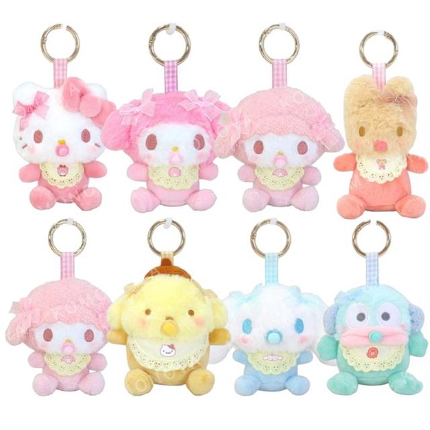 Sanrio 三麗鷗 絨毛玩偶吊飾 (嬰兒 好友圍兜兜款) Kitty 布丁狗 大耳狗