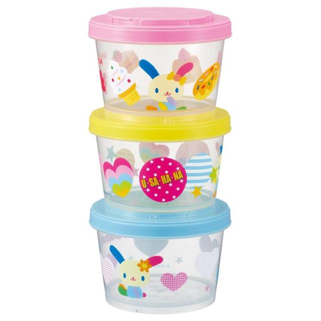 Sanrio 三麗鷗 花小兔 圓形保鮮盒3入組 240ml SIJ3 (粉黃藍款)