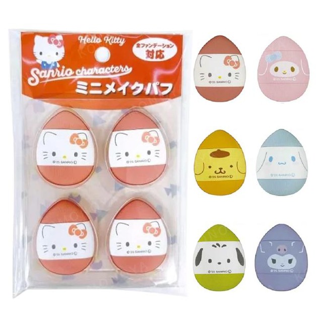 Sanrio 三麗鷗 迷你氣墊粉撲4入組 (大臉款) Kitty 美樂蒂 酷洛米 大耳狗