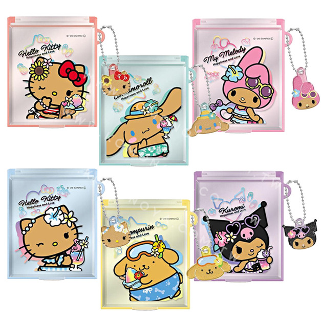 Sanrio 三麗鷗 塑膠方形隨身鏡附吊飾 (曬黑泳衣款) Kitty 酷洛米 大耳狗 美樂蒂