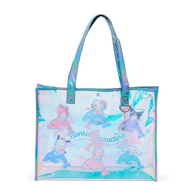 ▲新品特價 Sanrio 三麗鷗 大集合 PVC防水手提海灘袋 (blingbling海豚系列)