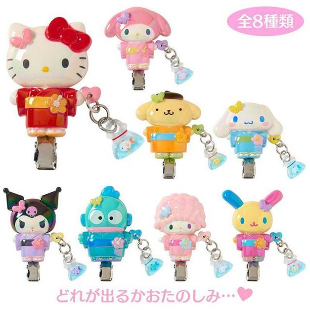 ▲新品特價 Sanrio 三麗鷗 大集合 極光款造型髮夾 全套盲盒8入組 (夏日花火大會)