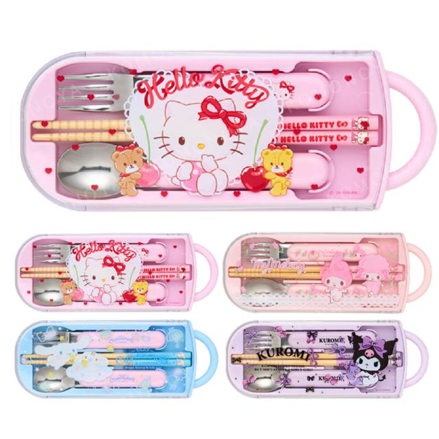 Sanrio 三麗鷗 滑蓋三件式餐具組 (2026新生活) Kitty 美樂蒂 大耳狗 酷洛米 Sanrio 三麗鷗 滑蓋三件式餐具組 (2026新生活) Kitty 美樂蒂 大耳狗 酷洛米