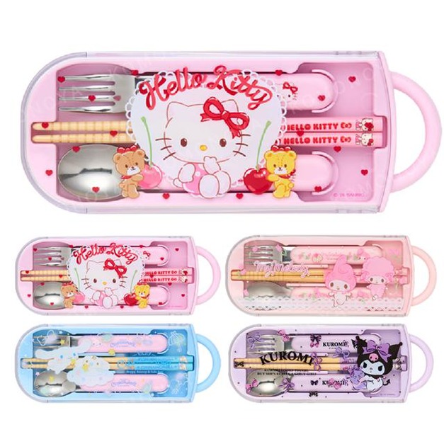 Sanrio 三麗鷗 滑蓋三件式餐具組 (2026新生活) Kitty 美樂蒂 大耳狗 酷洛米