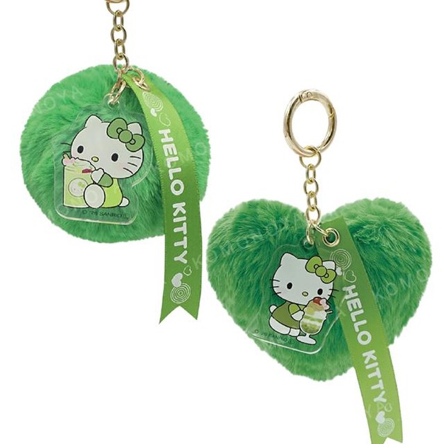 Sanrio 三麗鷗 Hello Kitty 壓克力造型毛球吊飾 (抹茶甜點款)