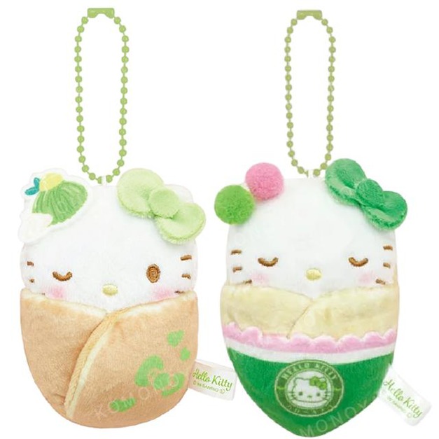 Sanrio 三麗鷗 Hello Kitty 絨毛玩偶吊飾 (抹茶甜點襁褓款)