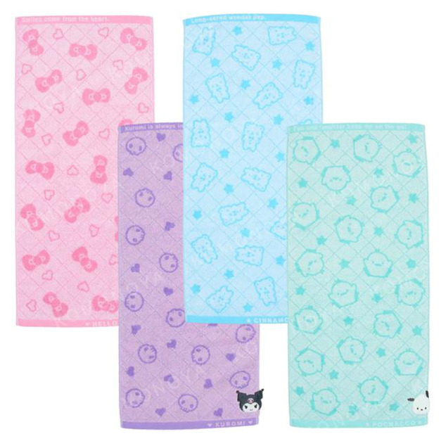 Sanrio 三麗鷗 純棉長毛巾 34x76cm (滿版標誌款) Kitty 大耳狗 酷洛米 帕恰狗 Sanrio 三麗鷗 純棉長毛巾 34x76cm (滿版標誌款) Kitty 大耳狗 酷洛米 帕恰狗