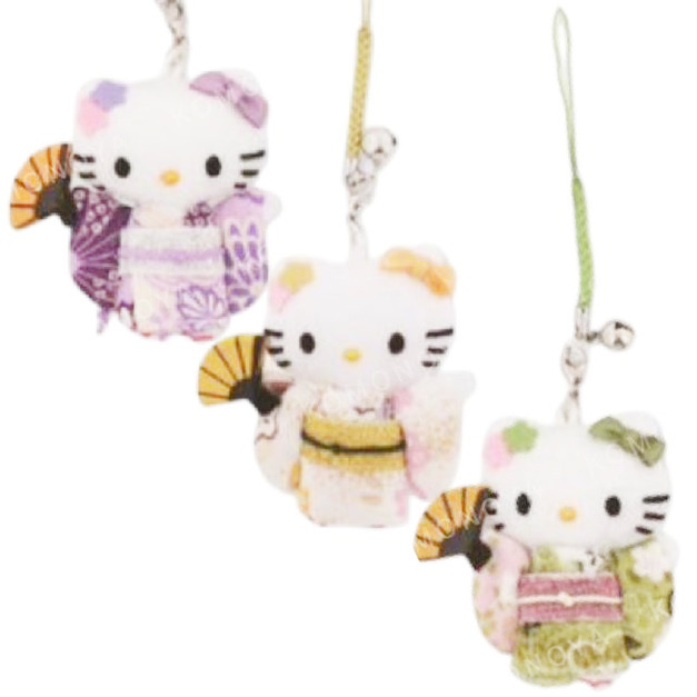 Sanrio 三麗鷗 Hello Kitty 縮緬玩偶手機吊飾 (和服款)