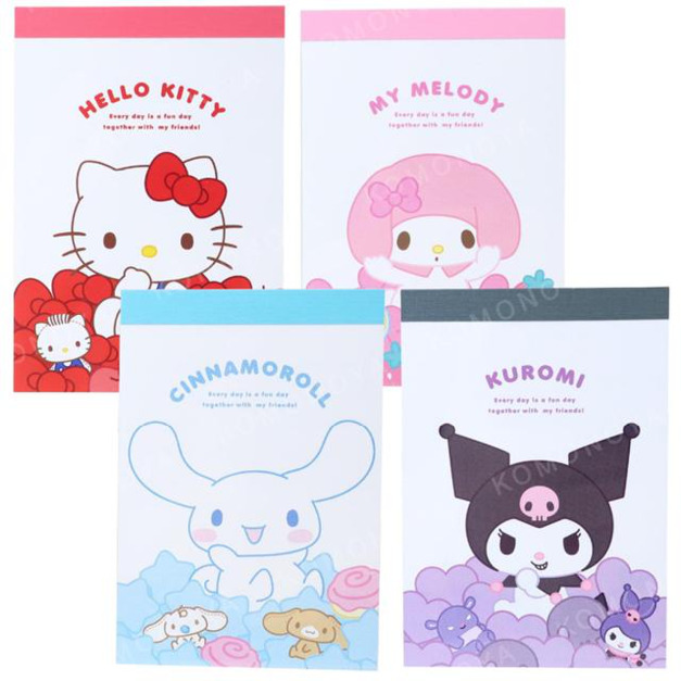 Sanrio 三麗鷗 迷你便條本 (滿滿坐姿款) Kitty 美樂蒂 酷洛米 大耳狗 Sanrio 三麗鷗 迷你便條本 (滿滿坐姿款) Kitty 美樂蒂 酷洛米 大耳狗