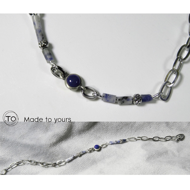 |霧藍細紋-青金石手鍊|原創手作 天然石 純銀 鈦鋼手鍊 |霧藍細紋-青金石手鍊|原創手作 天然石 純銀 鈦鋼手鍊