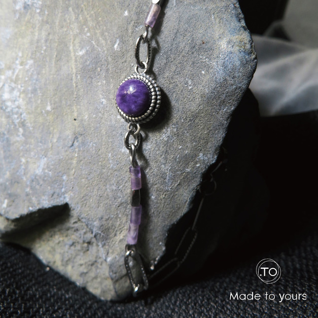 |復古鑲邊-紫水晶手鍊|原創手作 天然石 純銀 鈦鋼手鍊 |復古鑲邊-紫水晶手鍊|原創手作 天然石 純銀 鈦鋼手鍊