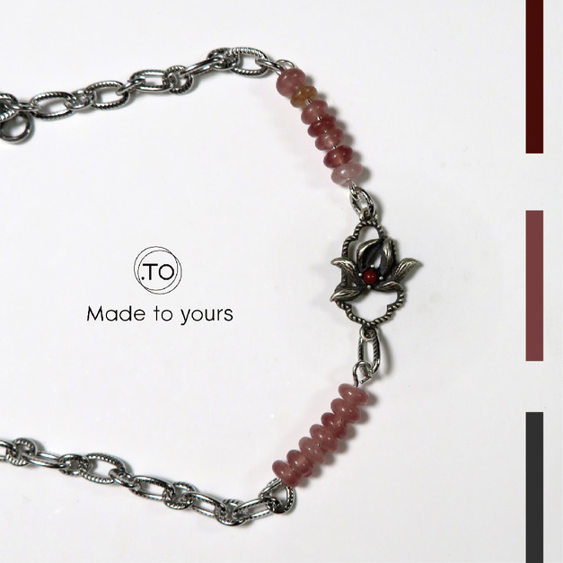 |古典花瓣綴飾-紅瑪瑙手鍊|原創手作 天然石 純銀 鈦鋼手鍊 |古典花瓣綴飾-紅瑪瑙手鍊|原創手作 天然石 純銀 鈦鋼手鍊