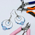琉璃珠系列耳環-Glass Beads Earrings 透藍色月牙、孔雀之珠_1 琉璃珠系列耳環-Glass Beads Earrings 透藍色月牙、孔雀之珠_1
