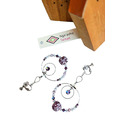 琉璃珠系列耳環-Glass Beads Earrings 透紫色月牙、孔雀之珠 琉璃珠系列耳環-Glass Beads Earrings 透紫色月牙、孔雀之珠