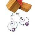 琉璃珠系列耳環-Glass Beads Earrings 透紫色月牙、孔雀之珠_1 琉璃珠系列耳環-Glass Beads Earrings 透紫色月牙、孔雀之珠_1