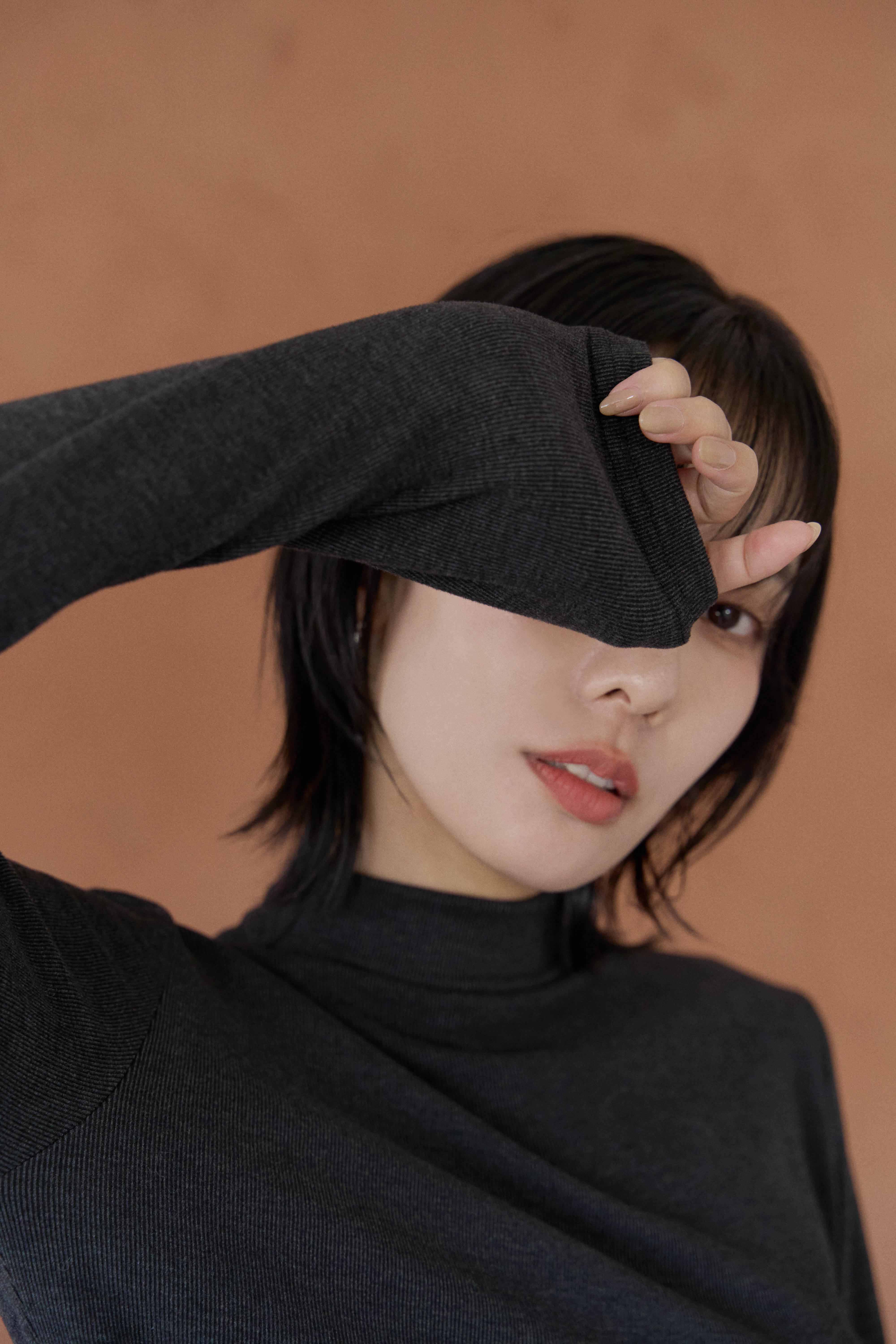 磨毛下圓弧立領上衣 磨毛下圓弧立領上衣