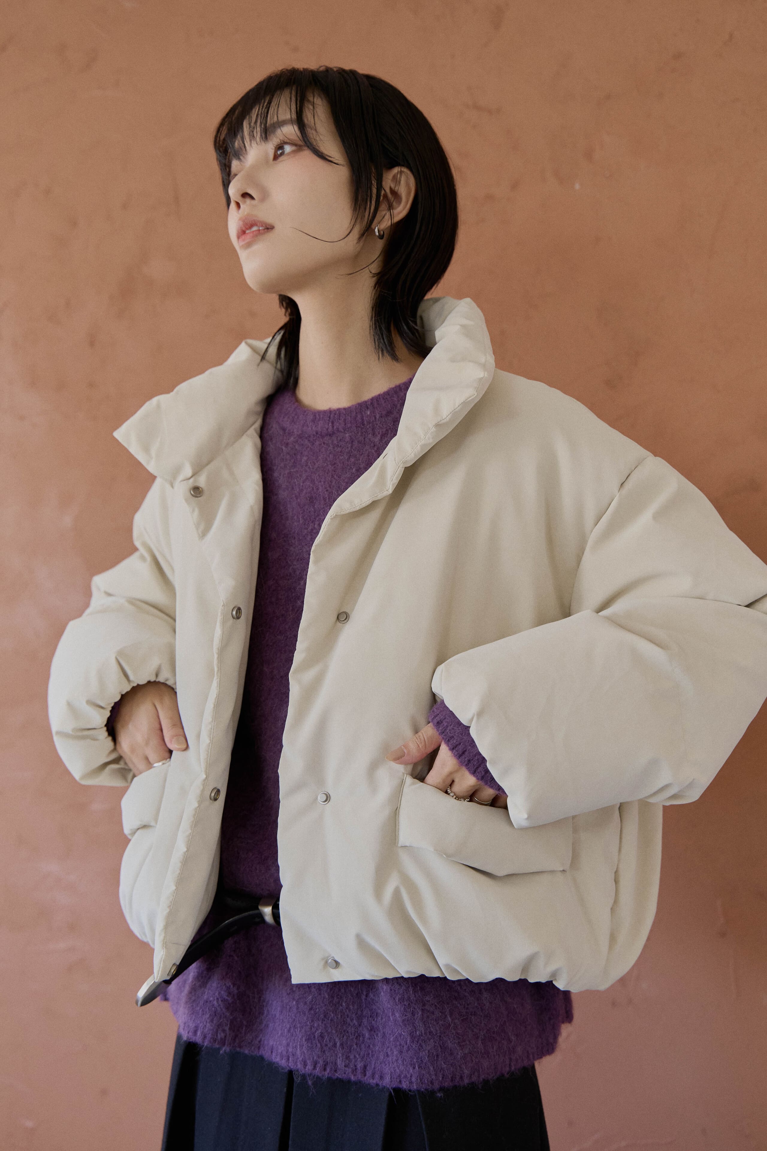 90%羽絨立領皮革外套 90%羽絨立領皮革外套