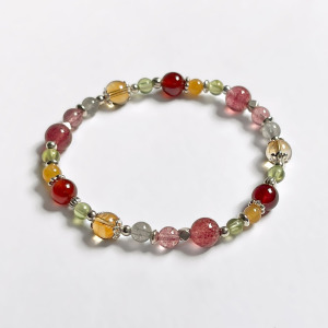 黃水晶草莓晶紅石榴手鍊 黃水晶草莓晶紅石榴手鍊