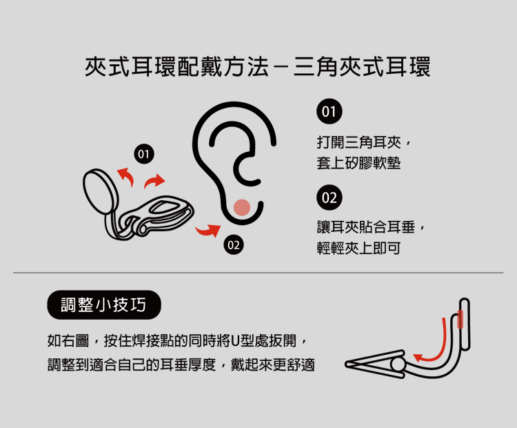 三角耳夾怎麼戴