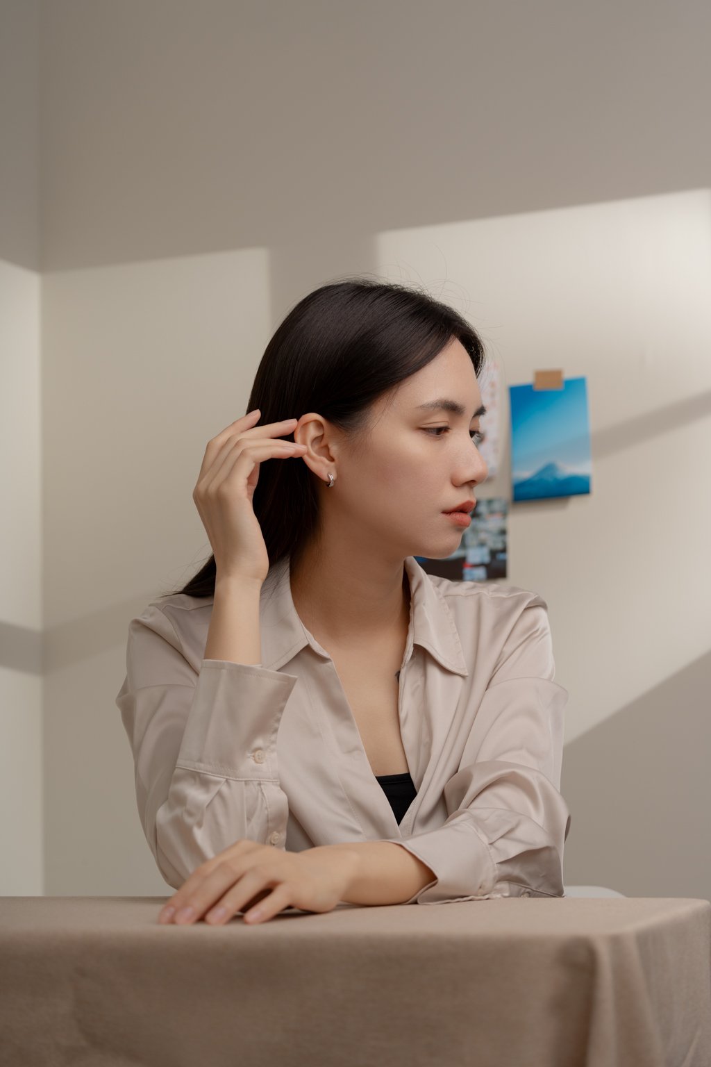 日本直送 | 交錯磨砂線條耳圈.U型彈簧耳夾 - 銀色/金色