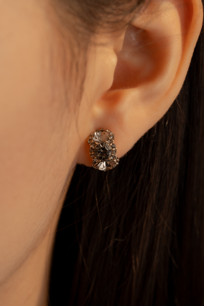 復古鑲邊滿鑽.蚊香盤耳夾- 金色