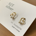 韓 925silver 線條愛心小珍珠耳環_2 韓 925silver 線條愛心小珍珠耳環_2