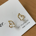 韓 925silver 線條愛心小珍珠耳環_1 韓 925silver 線條愛心小珍珠耳環_1