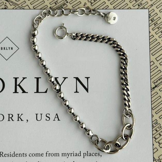 韓 925silver純銀微仿舊古巴珠珠手鏈 韓 925silver純銀微仿舊古巴珠珠手鏈