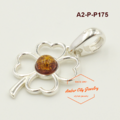 四葉幸運草琥珀純銀墜子(棕)_2 四葉幸運草琥珀純銀墜子(棕)_2