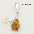 簡約小雨滴琥珀純銀墜子 簡約小雨滴琥珀純銀墜子