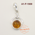 歐風復古簡約琥珀純銀墜子 歐風復古簡約琥珀純銀墜子