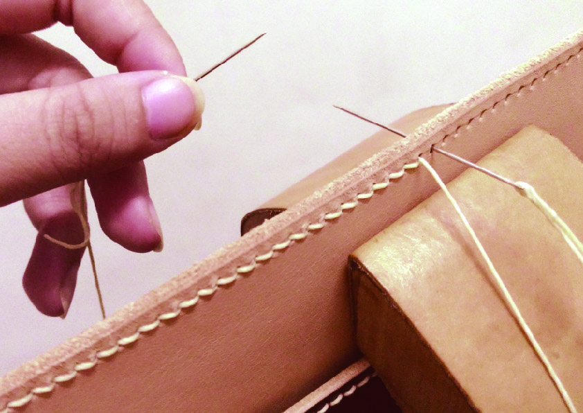 雙針手縫皮革工藝示意