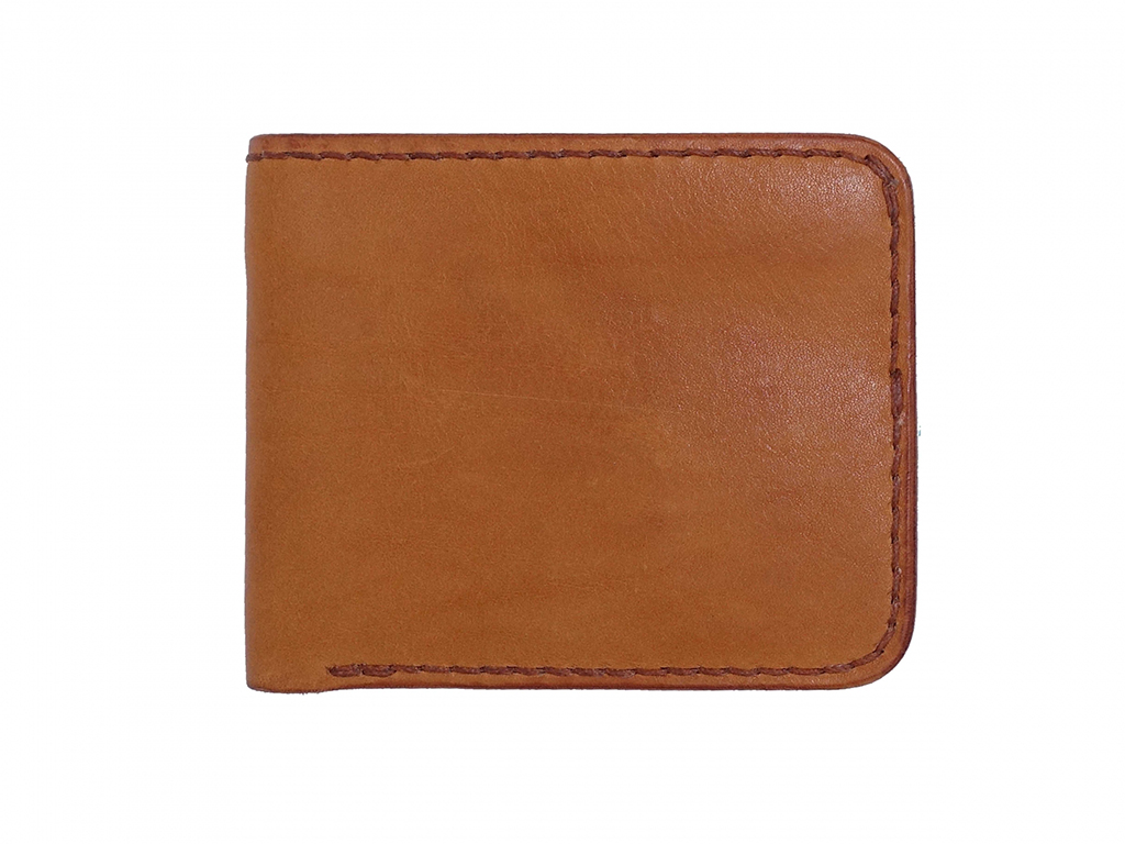 波浪短夾課程完成作品內部展示,植鞣革八卡短夾採弧形波浪卡層設計,左右對稱結構清楚呈現。